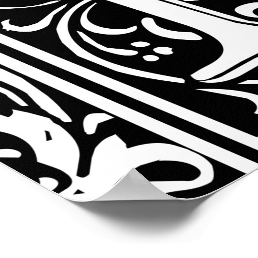 Letter N Medieval Monogram  Initiaal Poster (Hoek)