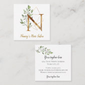 Letter N met Gold Geometric Design en Flowers Vierkante Visitekaartje (Voorkant / Achterkant)