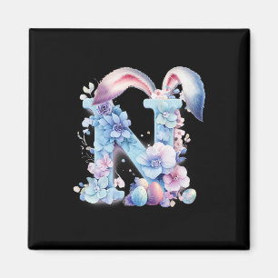 Letter N Met Konijnenoren Versierd Met Zachte Past Magneet