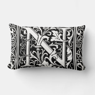 Letter N Middeleeuwse Monogram Art Nouveau Kussen