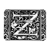 Letter N Middeleeuwse Monogram Art Nouveau Magneet (Horizontaal)