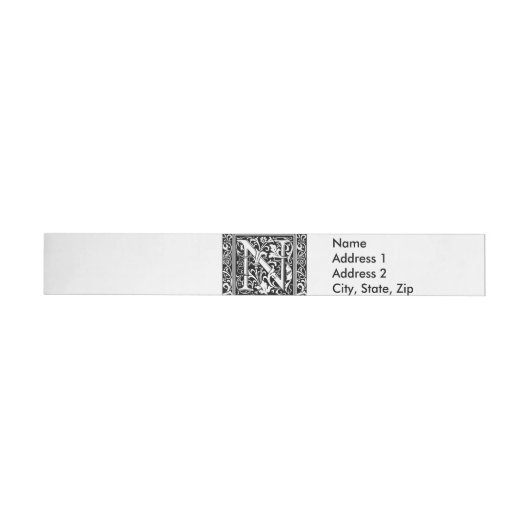 Letter N Middeleeuwse Monogram Art Nouveau Omwikkelbaar Adreslabel (Individueel)