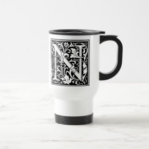 Letter N Middeleeuwse Monogram Art Nouveau Reisbeker
