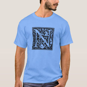 Letter N Middeleeuwse Monogram Art Nouveau T-shirt