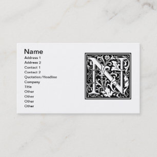 Letter N Middeleeuwse Monogram Art Nouveau Visitekaartje