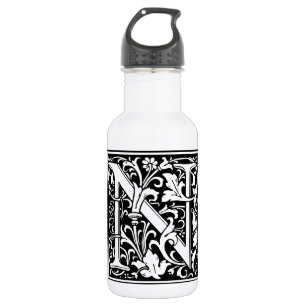 Letter N Middeleeuwse Monogram Art Nouveau Waterfles