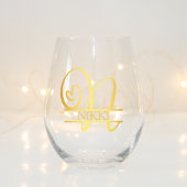 Letter N Monogram Bruidsmeisje Gift, Modern Elegan Wijnglas Zonder Voet