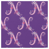 Letter N monogram decoratieve tekst op maat stof (Close Up)