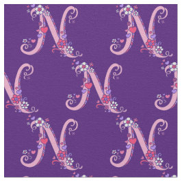Letter N monogram decoratieve tekst op maat stof