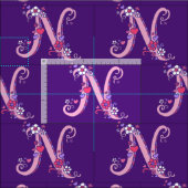 Letter N monogram decoratieve tekst op maat stof (Delen)
