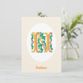 Letter N Monogram Fleur de lis Kaart (Staand voorkant)