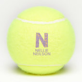 Letter N monogram meisjes gepersonaliseerd paarse Tennisballen (Achterkant)
