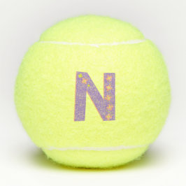 Letter N monogram meisjes gepersonaliseerd paarse Tennisballen