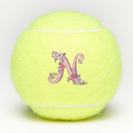 Letter N monogram meisjes gepersonaliseerde doodle Tennisballen