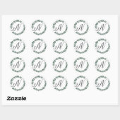 Letter N Monogram Minimalistische Botanische Bladk Ronde Sticker (Vel)