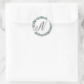 Letter N Monogram Minimalistische Botanische Bladk Ronde Sticker (Tas)