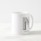 Letter N monogram Moderne naam Koffiemok (Voorkant rechts)