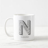 Letter N monogram Moderne naam Koffiemok (Links)