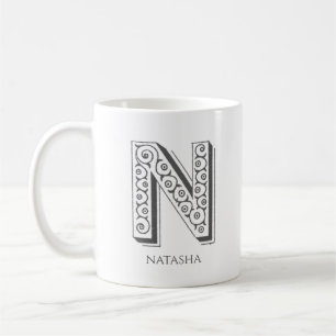 Letter N monogram Moderne naam Koffiemok