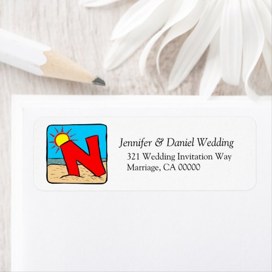 Letter N Monogram Return Address Sticker Labels (Insitu)