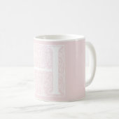 letter N Monogram Roos Roze "H"-Initialen Koffiemok (Voorkant rechts)