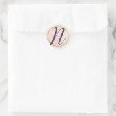 Letter N Monogram Roze Waterverf Goud Chic Ronde Sticker (Tas)