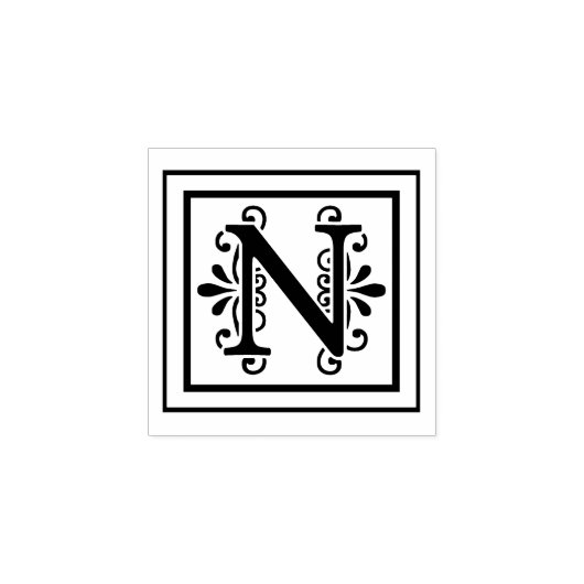 Letter N Monogram Rubberstempel (Afrduk)