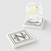 Letter N Monogram Stone Onderzetters (Zijkant)