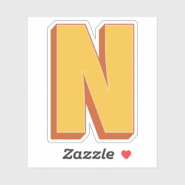 Letter N Monogram, Vet 3D Type Lettertype Initiaal Sticker