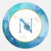 *~* LETTER N - Nautische strandenvelop Sticker (Voorkant)