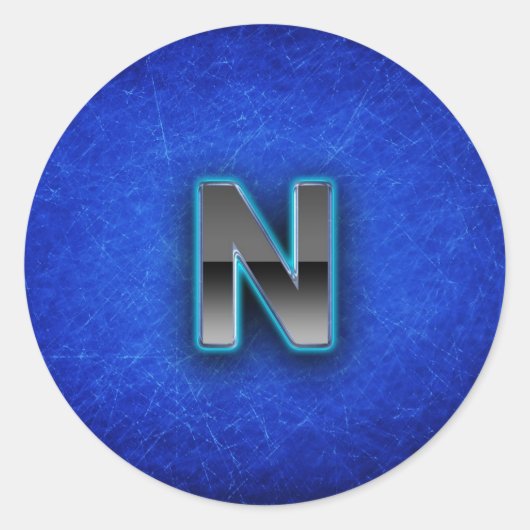 Letter N - neon blauwe editie Ronde Sticker (Voorkant)