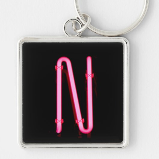Letter "N" Neon Light Monogram Sleutelhanger (Voorkant)