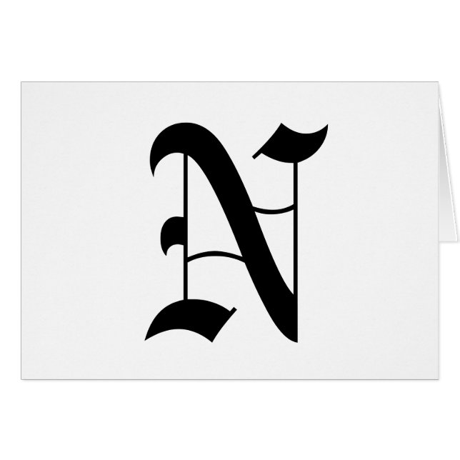 Letter N Old English Text op White Background (Voorkant Horizontaal)