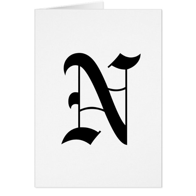 Letter N Old English Text op White Background (Voorkant)