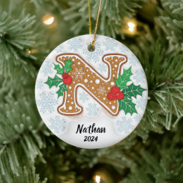 Letter N op maat gemaakte naammonogram Keramisch Ornament