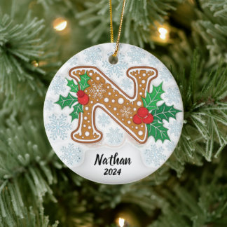 Letter N op maat gemaakte naammonogram  Keramisch Ornament