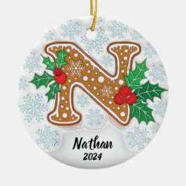 Letter N op maat gemaakte naammonogram Keramisch Ornament
