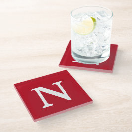 Letter N op rood Glazen Onderzetter