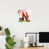 Letter N Ox Fairy Poster - Cherry Blossom Art (Thuiskantoor)