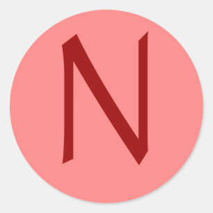 Letter N Roos Wine Ronde Sticker
