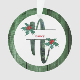 *~* Letter N Rustic Kerstfeestjes AP44 Ornament