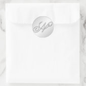 Letter N script initiaal faux zilver monogram guns Ronde Sticker (Tas)
