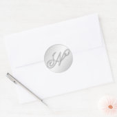 Letter N script initiaal faux zilver monogram guns Ronde Sticker (Envelop)