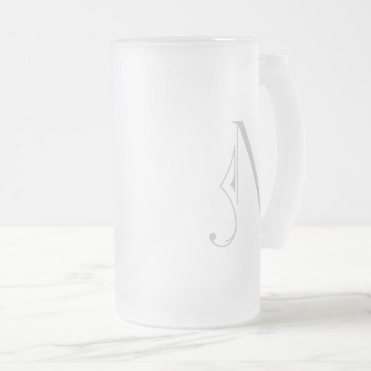 Letter N Scroll Typography Monogram Matglas Bierpul (Voorkant rechts)