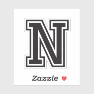 Letter N sportief collegelettertype alfabet Sticker
