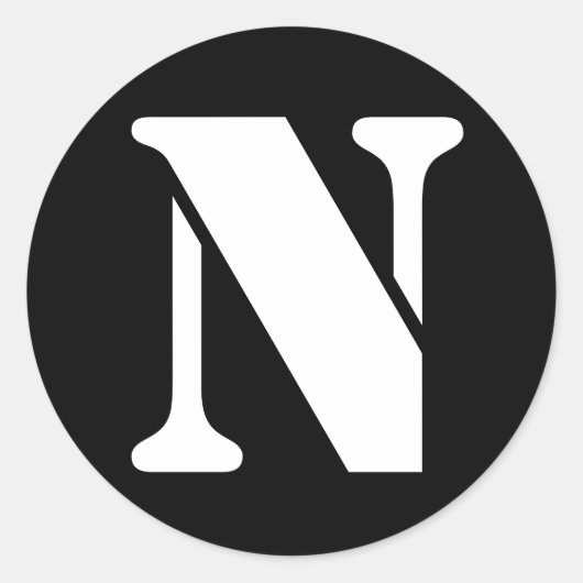 Letter N Stencil Alphabet van Janz Black Ronde Sticker (Voorkant)