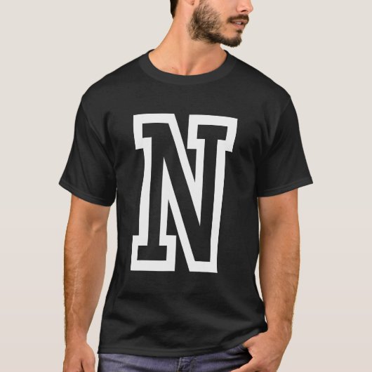 Letter N vetomtrek in wit Groot T-shirt (Voorkant)