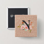 Letter N Vierkante Button 5,1 Cm (Voorkant /achterkant)