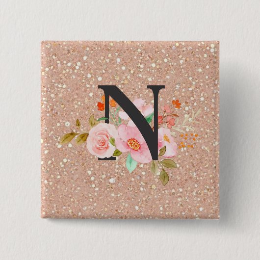 Letter N Vierkante Button 5,1 Cm (Voorkant)