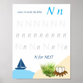 Letter N Volgposter voor Kinderen Poster